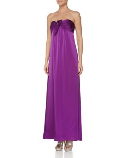 Strapless Knotted Satin Gown, Orchid