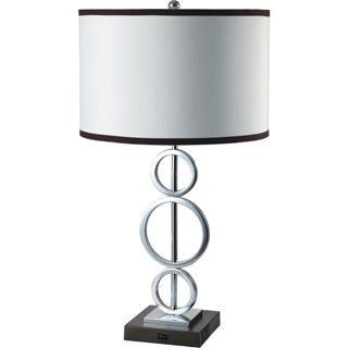 Single light Silver 3 ring Table Lamp With Outlet Base