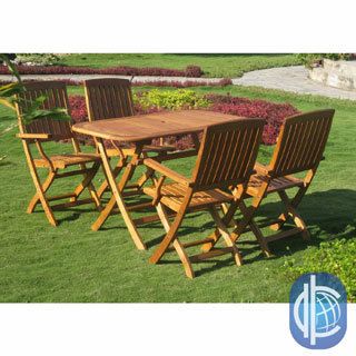 International Caravan Royal Tahiti Almeria 5 piece Outdoor Dining Set (Natural yellow balau wood colorMaterials Yellow balau hardwoodFinish Natural wood finishWeather resistant YesUV protection YesChairs and table fold for easy deployment and storageS
