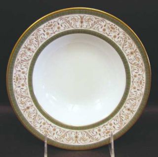 Minton Aragon Rim Soup Bowl, Fine China Dinnerware   Gold Scrolls,Gold Flowers/G