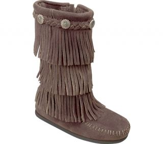 Girls Minnetonka 3 Layer Calf Boot   Dusty Brown Suede Boots