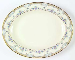 Minton Avonlea 13 Oval Serving Platter, Fine China Dinnerware   Pastel Flowers,
