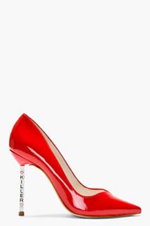 Sophia Webster Red Patent Leather Lyla Text Heel Pumps