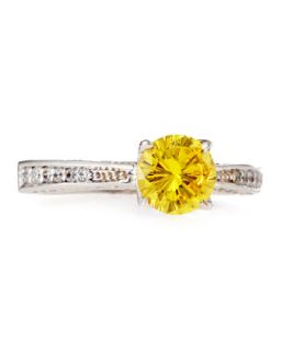 Canary CZ Pave Band Solitaire Ring