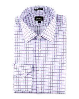 Regular Finish Classic Fit Two Tone Plaid Dress Shirt, Purple/Blue