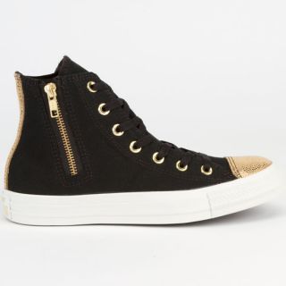 Chuck Taylor Side Zip Hi Womens Shoes Black/Gold In Sizes 7, 7.5, 8, 9