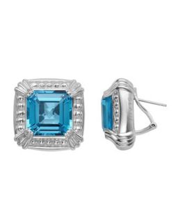 Voltaire Square Blue Topaz Earrings