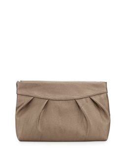 Facile Hinge Gathered Faux Leather Clutch, Bronze