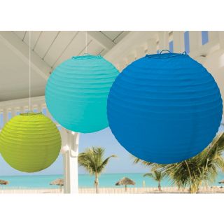 Blue, Aqua and Lime Green Hanging Lanterns
