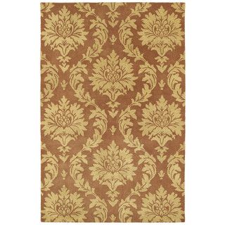 Swanky Salmon Damask Wool Rug (76 X 9)