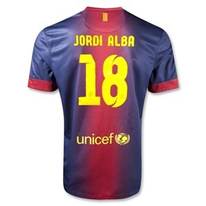 Nike Barcelona 12/13 JORDI ALBA Home Soccer Jersey
