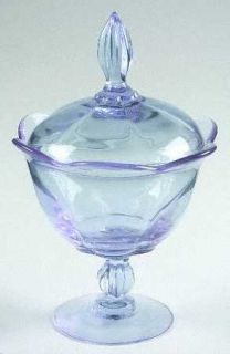 Duncan & Miller Canterbury Lt. Blue (Blown) Footed Candy Dish with Lid   Stem #5