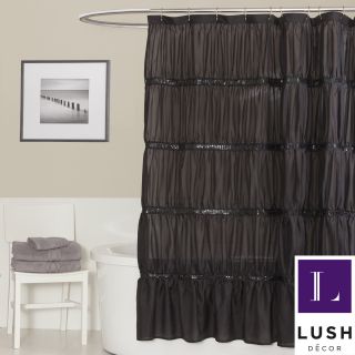 Lush Decor Twinkle Black Shower Curtain (BlackMaterials PolyesterDimensions 72 inches wide x 72 inches longCare instructions Dry cleanThe digital images we display have the most accurate color possible. However, due to differences in computer monitors,