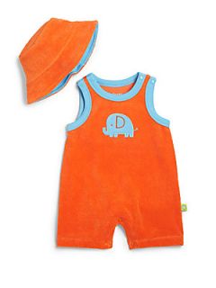 Offspring Infants Two Piece Terry Elephant Romper & Hat Set   Orange