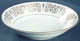 Royal Castle Legacy Coupe Soup Bowl, Fine China Dinnerware   Gold Leaves & Scrol