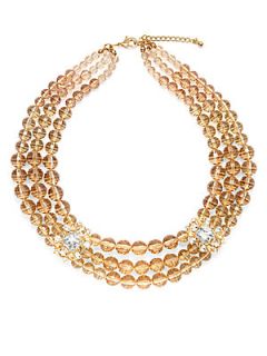 Faceted Triple Strand Necklace   Champagne