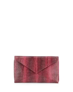 Envelope Snakeskin Clutch, Crimson