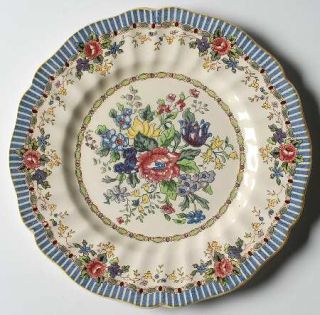 Royal Doulton Vernon, The Luncheon Plate, Fine China Dinnerware   Blue Border, F