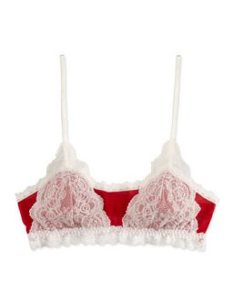 Mesh and Lace Bralette, Red/White