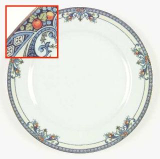 Noritake Winona Dinner Plate, Fine China Dinnerware   Blue Cornucopias,Fruit,Gol