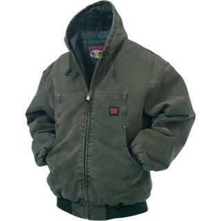 Tough Duck Washed Hooded Bomber   M, Moss