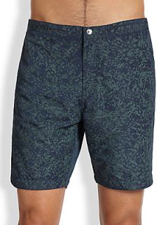 Theory Alesso Printed Swim Trunks   Navy