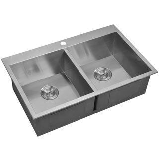 Water Creation Sss td 3322a 33x22 inch 50/50 Double Bowl Stainless Steel Drop In Kitchen Sink Set