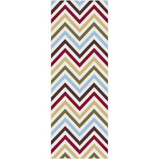 Metropolis Multicolored Chevron Area Rug (27 X 73) (PolypropyleneDoes not contain latexConstruction Method Machine madePile Height 0.39 inchStyle ContemporaryPrimary color WhiteSecondary colors Red, brown, green, yellow, bluePattern ChevronTip We r