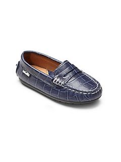 Venettini Toddlers & Boys Crocodile Embossed Penny Loafers   Navy