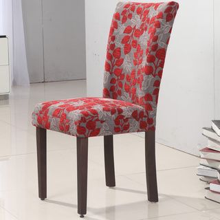 Elegant Red Floral Parson Chair (set Of 2)