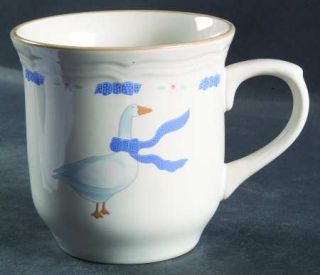 Newcor Countryside Mug, Fine China Dinnerware   Geese In Center, Blue Border