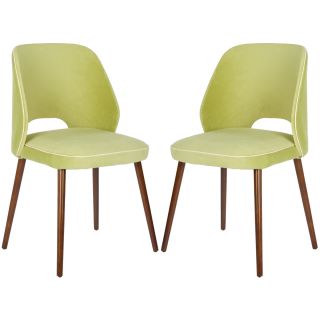 Safavieh Retro Light Green Linen Blend Side Chairs (set Of 2) (Light greenMaterials Wood, linen/cotton blend fabricFinish Natural oakSeat dimensions 18.3 inches wide x 18.5 inches deepSeat height 18.5 inchesDimensions 31.7 inches high x 18.3 inches w