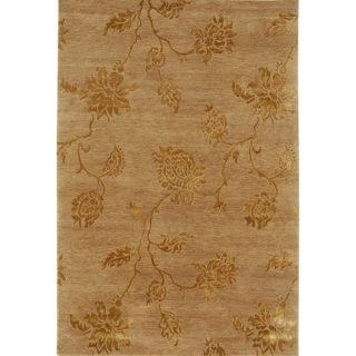 Hand knotted Floral Beige Wool/ Art silk Rug (8 X 11)