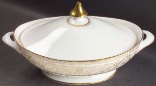 Royal Doulton Sovereign Oval Covered Vegetable, Fine China Dinnerware   Gold & W
