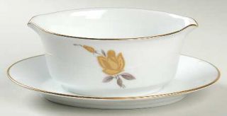 Noritake Windsor Rose Gravy Boat with Attached Underplate, Fine China Dinnerware