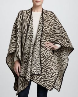 Reversible Cheetah/Zebra Wool Poncho