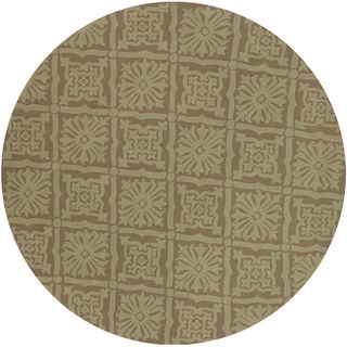 Hand hooked Covington Florencia Beige Indoor/ Outdoor Rug (710 Round) (BeigeSecondary colors TaupePattern FloralTip We recommend the use of a non skid pad to keep the rug in place on smooth surfaces.All rug sizes are approximate. Due to the difference 