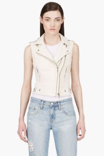 Iro Beige Sleeves Leather Vest