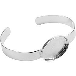 Base Elements Silver Overlay 17x23.33 mm Oval Banded Bracelet Base