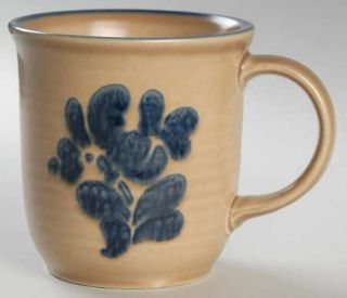 Pfaltzgraff Folk Art Mug, Fine China Dinnerware   Blue Floral Design On Tan