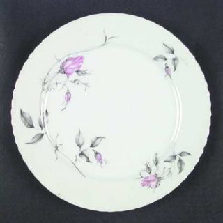 Bohemia Ceramic Theresa Dinner Plate, Fine China Dinnerware   Pink Roses, Gray L