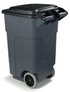 Carlisle 50 gal Square Roll Away Waste Container   Polyethylene, Gray