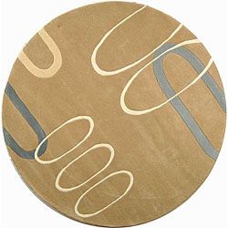 Handmade Soho Ellipses Beige New Zealand Wool Rug (6 Round)