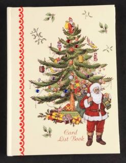 Spode Christmas Tree Green Trim Christmas Card List Book, Fine China Dinnerware
