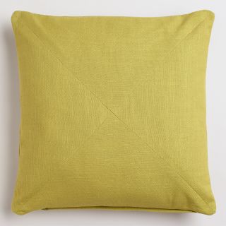 Oasis Green Cotton Herringbone Throw Pillow   World Market