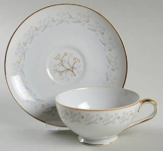 Empress (Japan) Serenade Footed Cup & Saucer Set, Fine China Dinnerware   Gray &