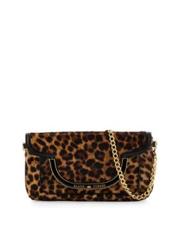 Greta Cheetah Print Calfskin Shoulder Bag, Golden Cheetah