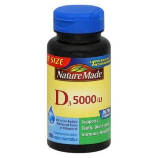 Nature Made Vitamin D 5000 iu Value Size Softgels   180 Count