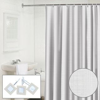 Waverly Linen 2 piece Snow Shower Curtain And Hook Set
