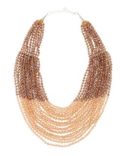 Two Tone Multi Strand Crystal Beaded Necklace